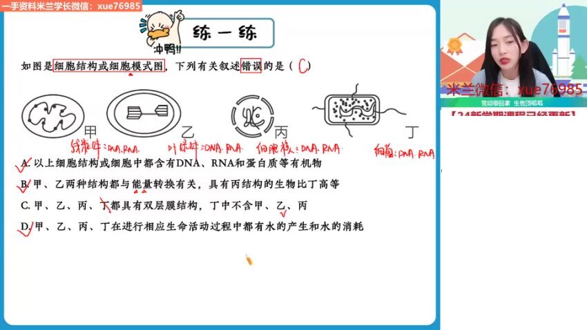 2024高一生物必修一系统课：杨雪秋季班精讲+笔记